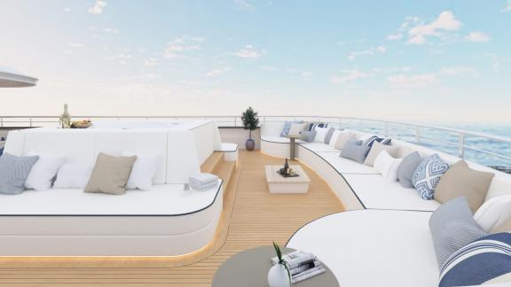 Relax in the stylish outdoor area of the motor yacht Alfa Mario