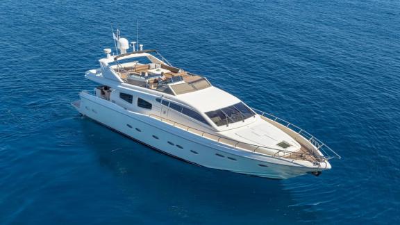 Amoraki yacht with elegant lines and spacious deck cruising on the open sea.