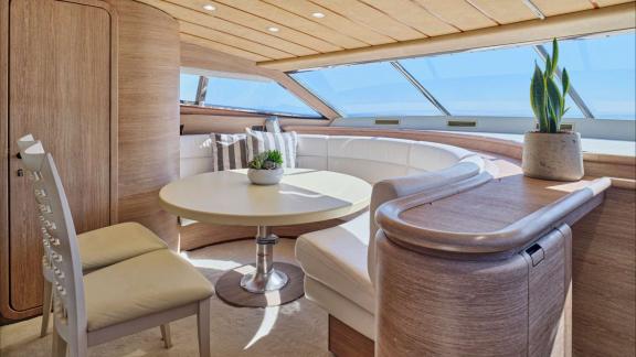 Apeiron Blue in Lavrion features a sea view lounge corner for a comfortable and exclusive yacht charter holiday.