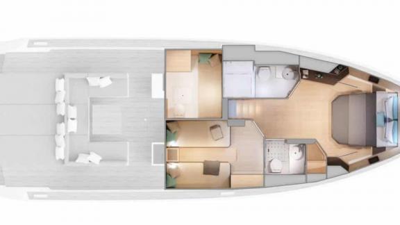 Among Cannes yacht charter options Arlias motor yacht shows cabins bathrooms and interior layout.