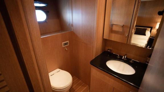 Among Cannes daily yacht rental options Best Mountain bathroom shows sink and toilet with functional layout.