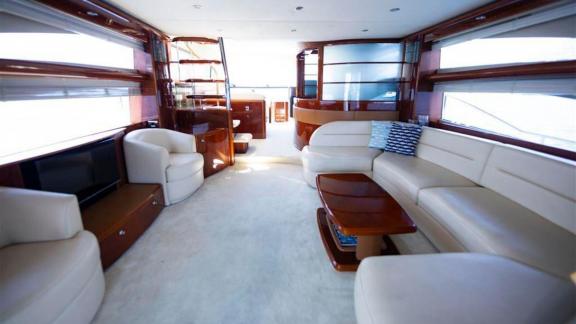 Relax and enjoy the sea view in the cozy living area of motor yacht Bormus 2.