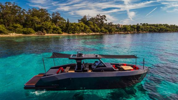 Among Monaco yacht charter options Cest Party motor yacht shows swim stop and private sea tour.