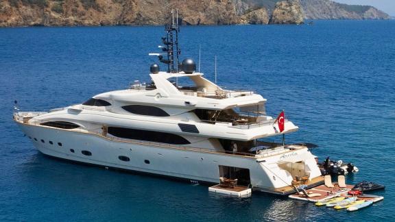 Crn 128 Ariela offers jet skis and paddleboards for luxury charter in Göcek bays.