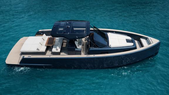 Among Saint Tropez yacht charter options Fortitude motor yacht shows spacious deck layout and private cruise.
