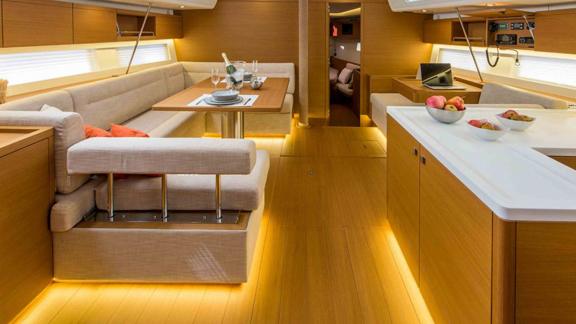 Salon area on the crewed luxury yacht Morea.