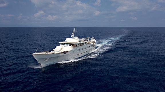 Northwind 2 cruises through the open waters of Athens, offering an elegant setting for premium yacht charter holidays.