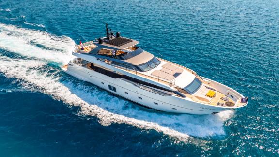 The Sanlorenzo SL96A Primus motor yacht blends comfort with modern elegance.