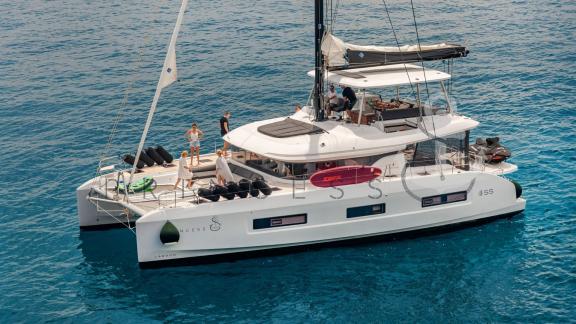 Lagoon 55 Catamaran Princess S sailing in crystal-clear waters in Croatia