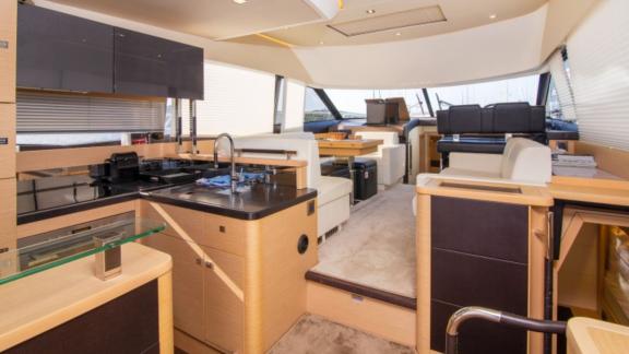 Luxurious and spacious interior area of motor yacht Serendipity I.