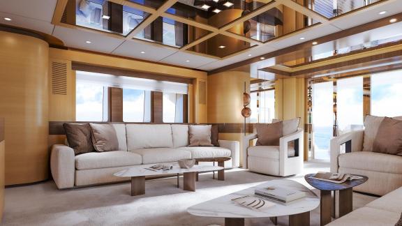 Die Innenlounge der Silent World bietet bei Split stilvollen Komfort am Meer.