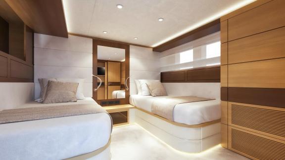 Die Kabine mit zwei Betten auf der Silent World bietet Komfort bei Split Kroatien.